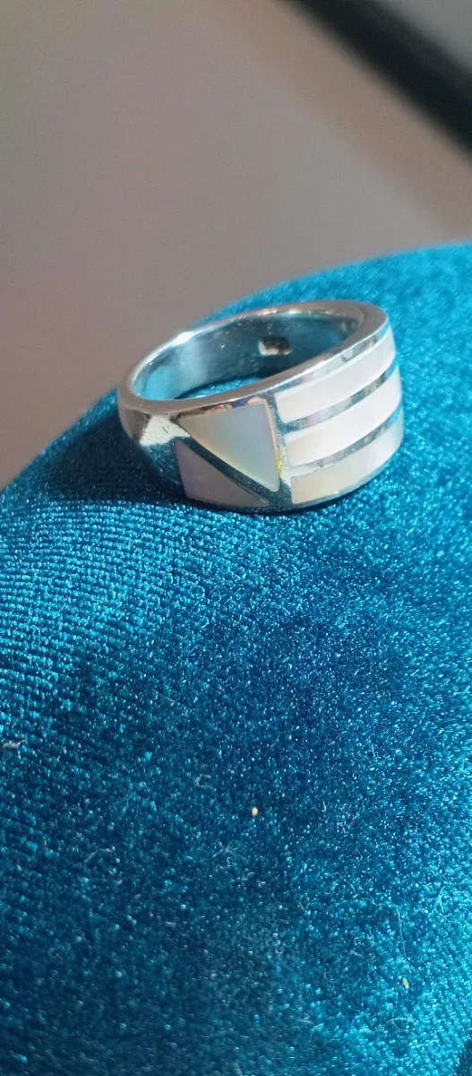 Anillo Plata Ley Nacar Geométrico - Imagen 3